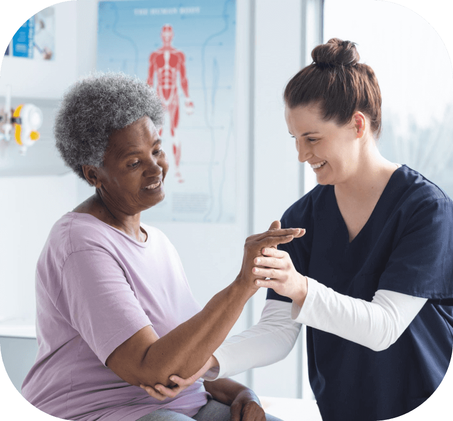 physical therapist checking xray