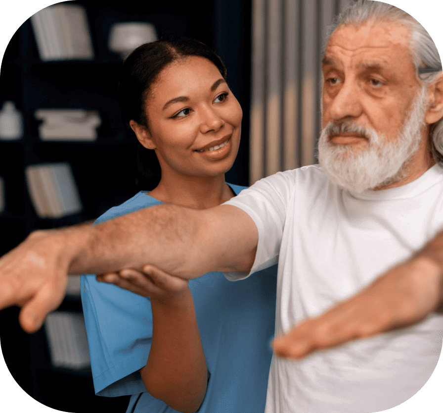 physical therapist checking xray