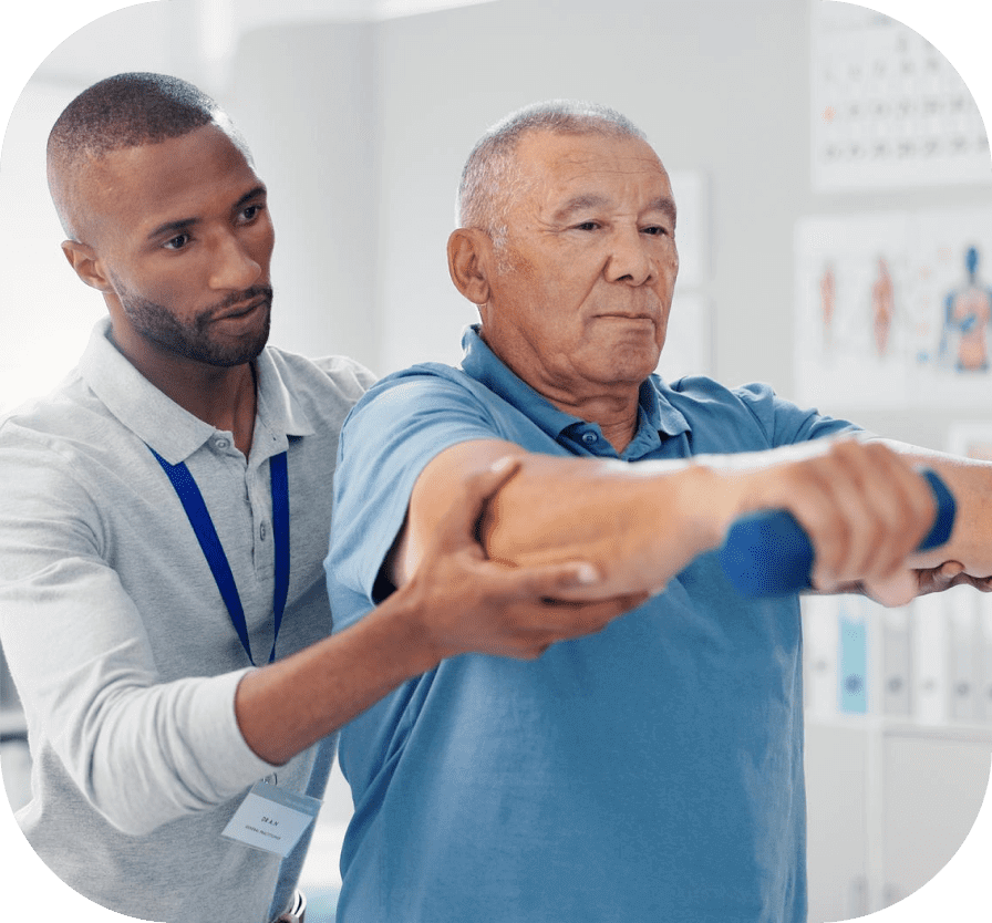 physical therapist checking xray